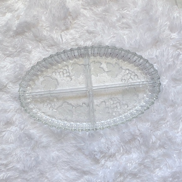 Vintage Oval Glass Four Section Serving Plate - Picture 3 of 8